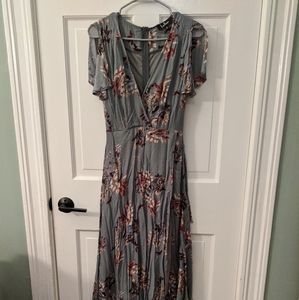 Lulu's Blue Floral Print Wrap Dress